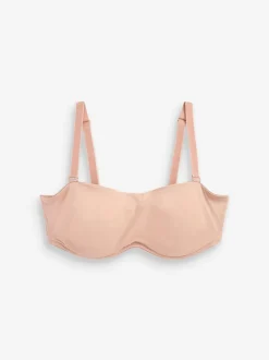 Praline nude - Minimaliserende strapless bandeaubeha zonder vulling in cupmaat DD+