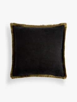 Printed Crane Velvet Cushion