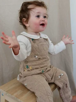 Purebaby Quilted Embroidered Dungarees