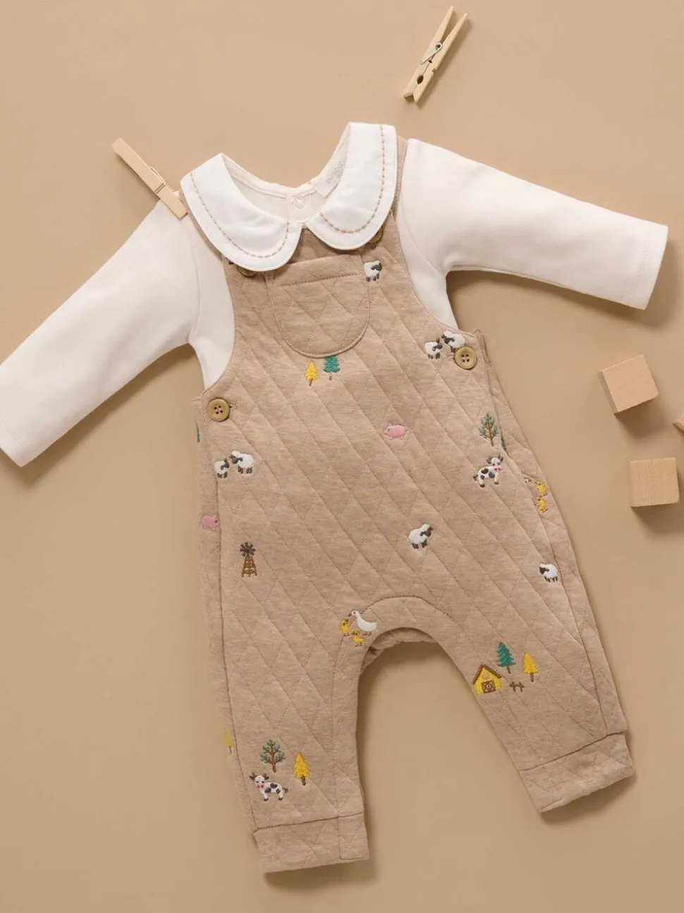 Purebaby Quilted Embroidered Dungarees