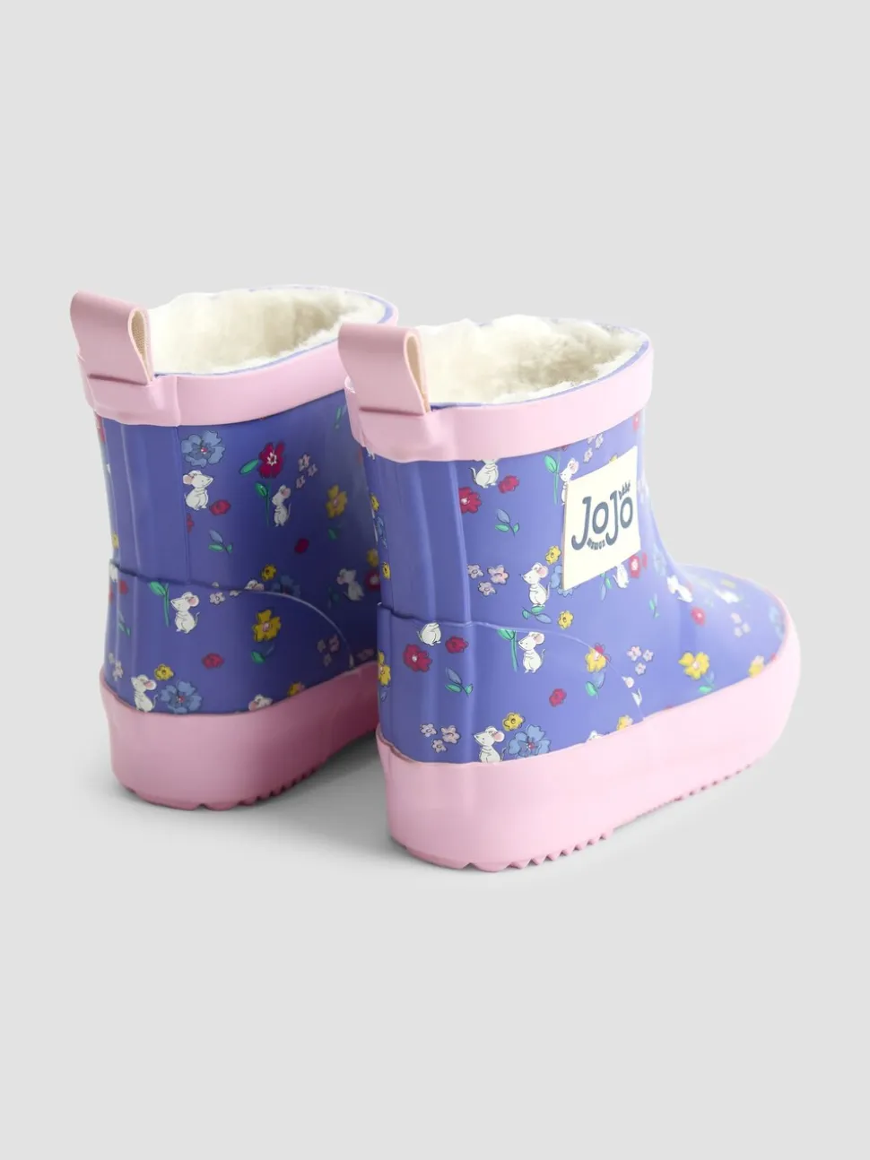 Purple Mouse - JoJo Maman Bébé Print Cosy Short Wellies