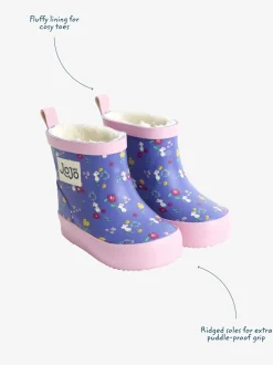 Purple Mouse - JoJo Maman Bébé Print Cosy Short Wellies