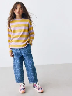 Purple/Ochre Stripe - Getextureerde top met lange mouwen (3-16jr)