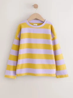 Purple/Ochre Stripe - Getextureerde top met lange mouwen (3-16jr)