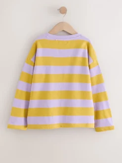 Purple/Ochre Stripe - Getextureerde top met lange mouwen (3-16jr)