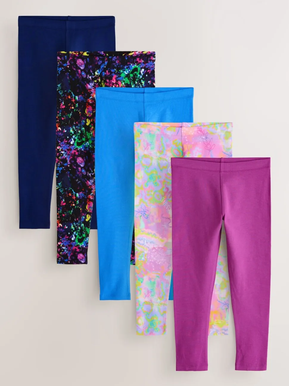 Purple/Splat - Verpakking van 5 leggings (3-16 jr)