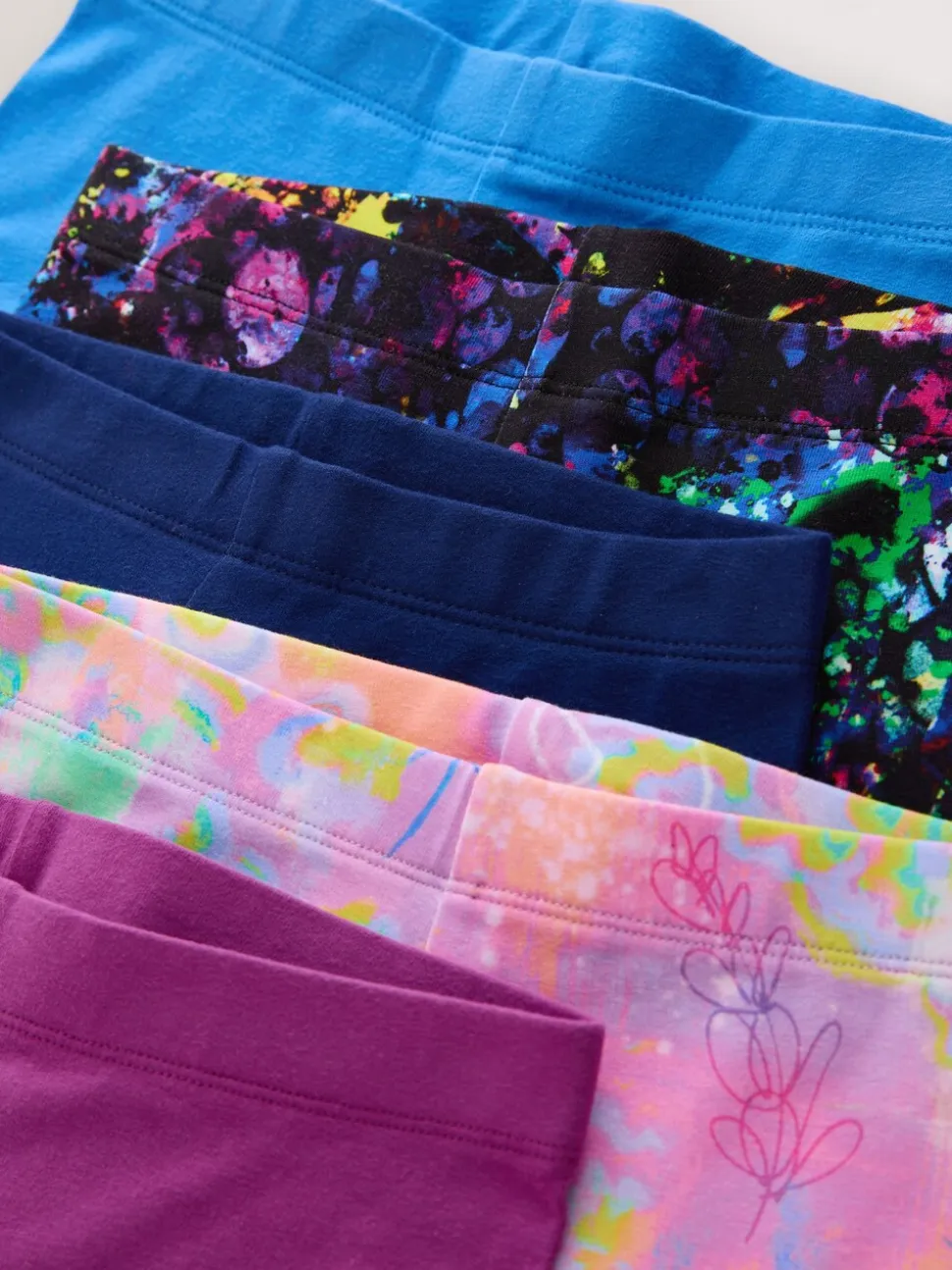 Purple/Splat - Verpakking van 5 leggings (3-16 jr)