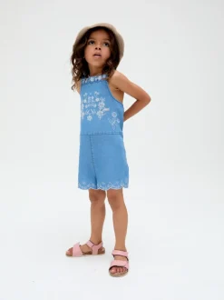 Raffya Rachel Embroidered 100% Cotton Romper