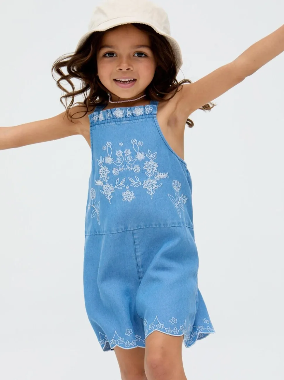 Raffya Rachel Embroidered 100% Cotton Romper