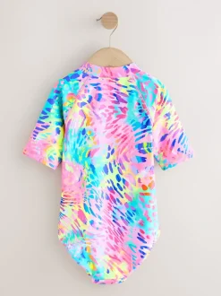 Rainbow Animal Tie Dye - Short Sleeved Sunsafe Swimsuit (3mths-16yrs)