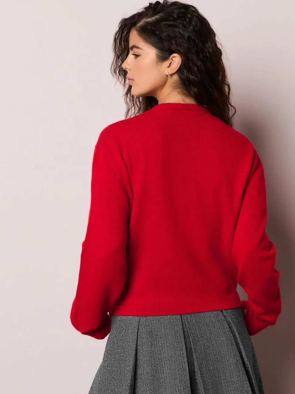 Red Cherry Buttons - Gebreid vest met ronde hals