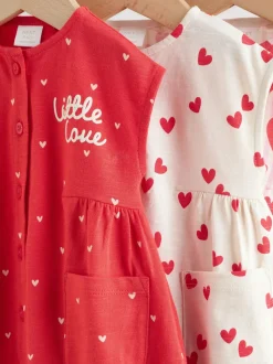 Red Heart Printed Button Through - romperpakje