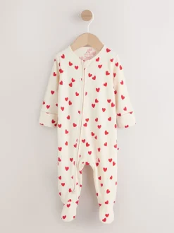 Red Heart Valentines - Valentines Two Way Zip Baby Sleepsuit (0-2yrs)