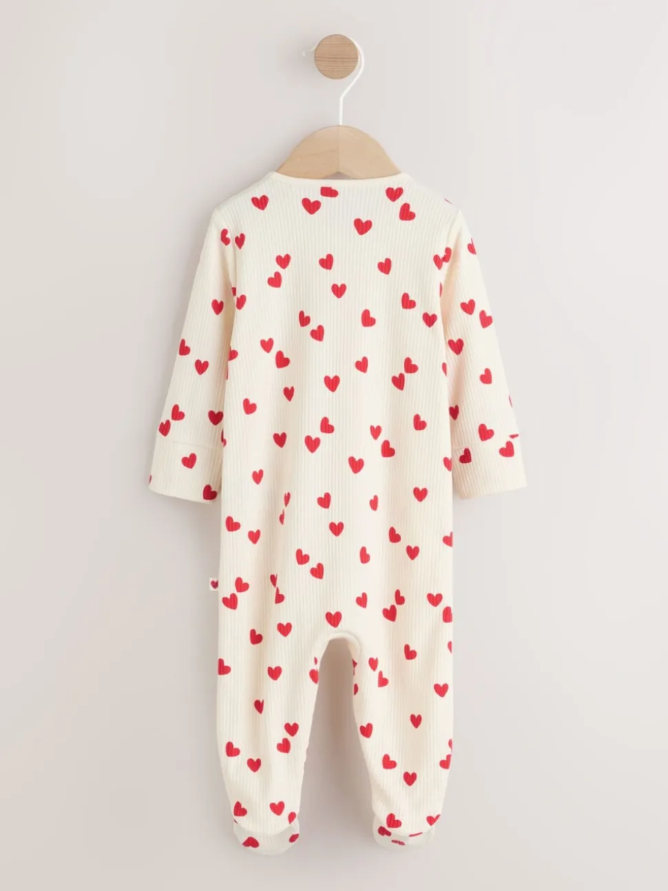Red Heart Valentines - Valentines Two Way Zip Baby Sleepsuit (0-2yrs)