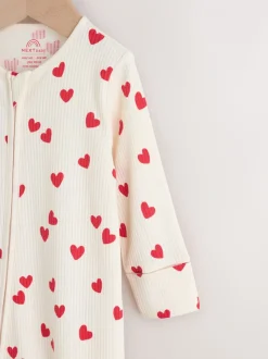 Red Heart Valentines - Valentines Two Way Zip Baby Sleepsuit (0-2yrs)