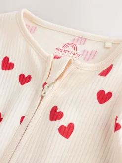 Red Heart Valentines - Valentines Two Way Zip Baby Sleepsuit (0-2yrs)