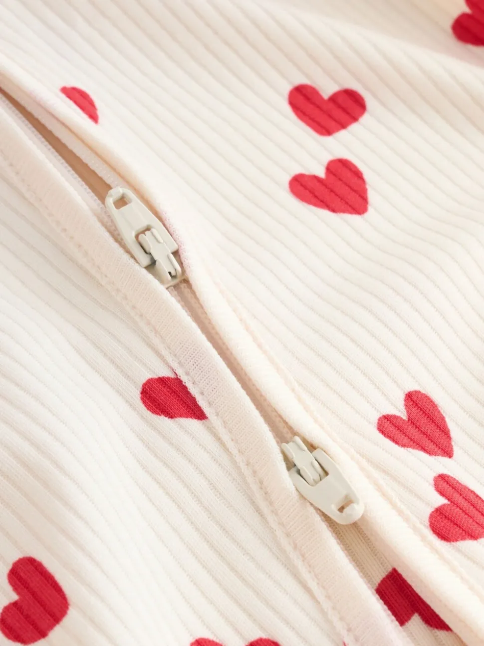 Red Heart Valentines - Valentines Two Way Zip Baby Sleepsuit (0-2yrs)