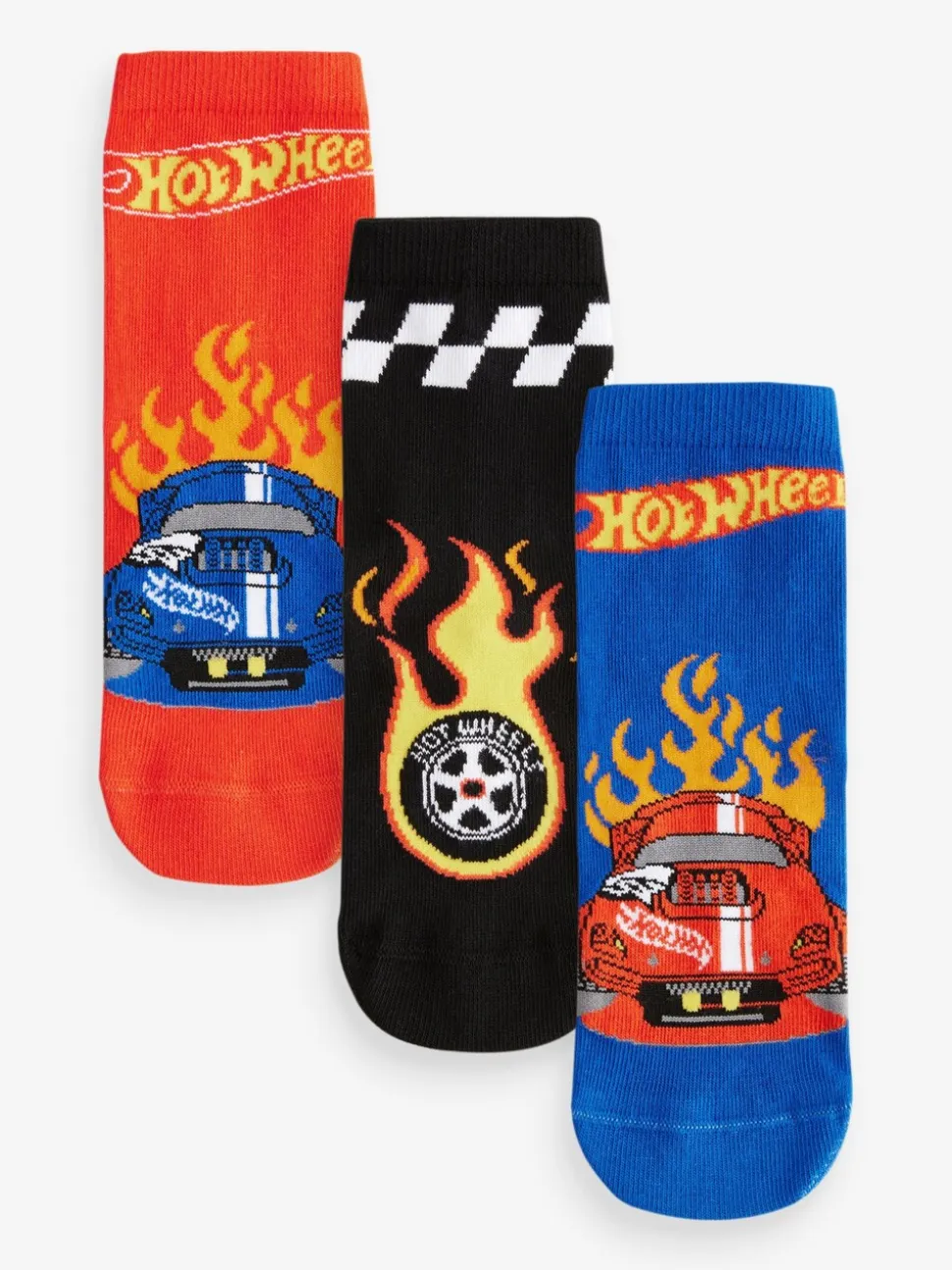 Red/Black/Blue Hot Wheels - Verpakking van 3 paar sokken met hoog aandeel katoen
