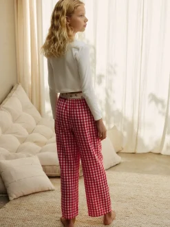Red/Ecru Gingham - Wide Leg Pyjamas (3-16yrs)