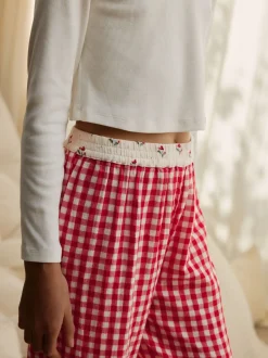 Red/Ecru Gingham - Wide Leg Pyjamas (3-16yrs)