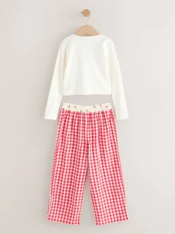 Red/Ecru Gingham - Wide Leg Pyjamas (3-16yrs)