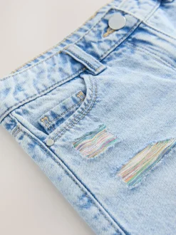 Regenboog - 100% katoenen shorts met gerafelde rand (3-16jr)