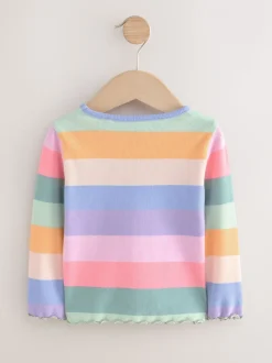 Regenboog - Geribbeld T-shirt met lange mouwen (3mnd-7jr)