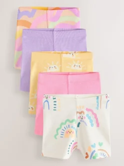Regenboog - Set van 5 geribbelde fietsshorts (3 mnd-7 jr)