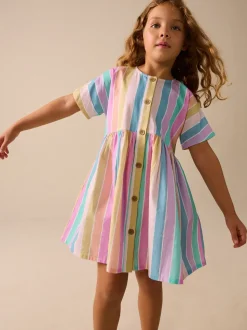 Regenboog - Stripe Short Sleeve Button Through Dress (3-16yrs)