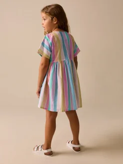 Regenboog - Stripe Short Sleeve Button Through Dress (3-16yrs)