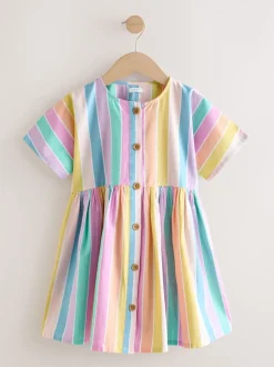 Regenboog - Stripe Short Sleeve Button Through Dress (3-16yrs)