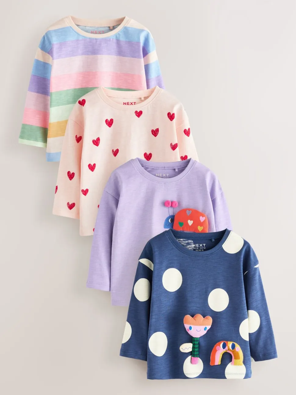 Regenboog - Tops met lange mouwen set van 4 (3mnd - 7 jr)