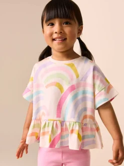 Regenboog - T-shirt met peplum en korte mouwen (3mnd -7jr)