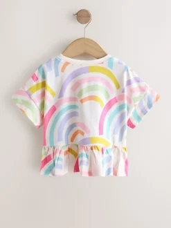 Regenboog - T-shirt met peplum en korte mouwen (3mnd -7jr)