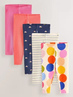 Regenboog - Verpakking van 5 geribbelde Leggings (3mnd -7jr)