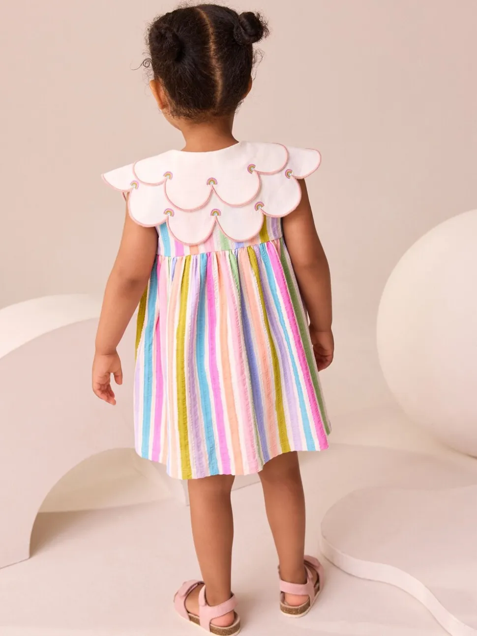 Regenboog - Zomerjurk met kraag (3mnd -7jr)