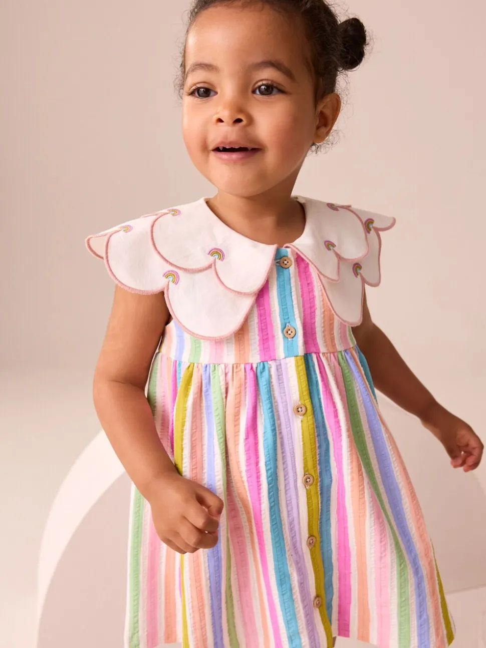 Regenboog - Zomerjurk met kraag (3mnd -7jr)