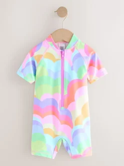 Regenboogkleurig met golven - Zonbeschermend badpak (3 mnd-10 jr)