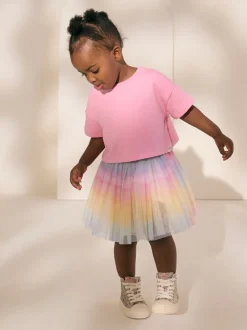 Regenboog/roze - Set van top en tutu-rok (3mnd-7jr)