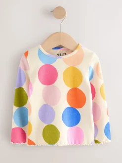 Regenboogstippen - Verpakking van 5 geribde tops met lange mouwen (3mnd-7jr)