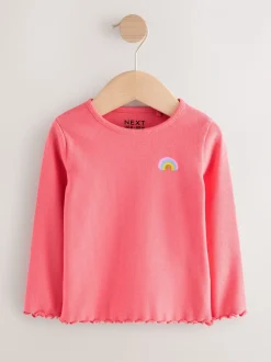 Regenboogstippen - Verpakking van 5 geribde tops met lange mouwen (3mnd-7jr)