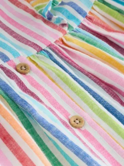 Regenboogstrepen - Double Ruffle Sleeve Dress (3mths-8yrs)