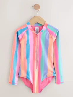Regenboogstrepen - Long Sleeve Sunsafe Swimsuit (3mths-16yrs)