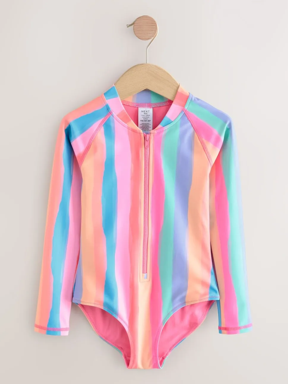 Regenboogstrepen - Long Sleeve Sunsafe Swimsuit (3mths-16yrs)