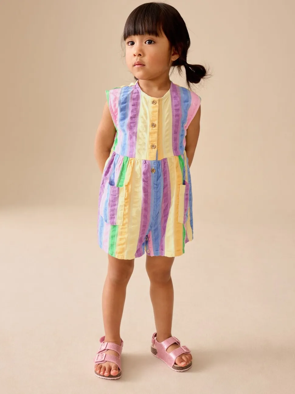 Regenboogstrepen - Sleeveless Playsuit (3mths-7yrs)