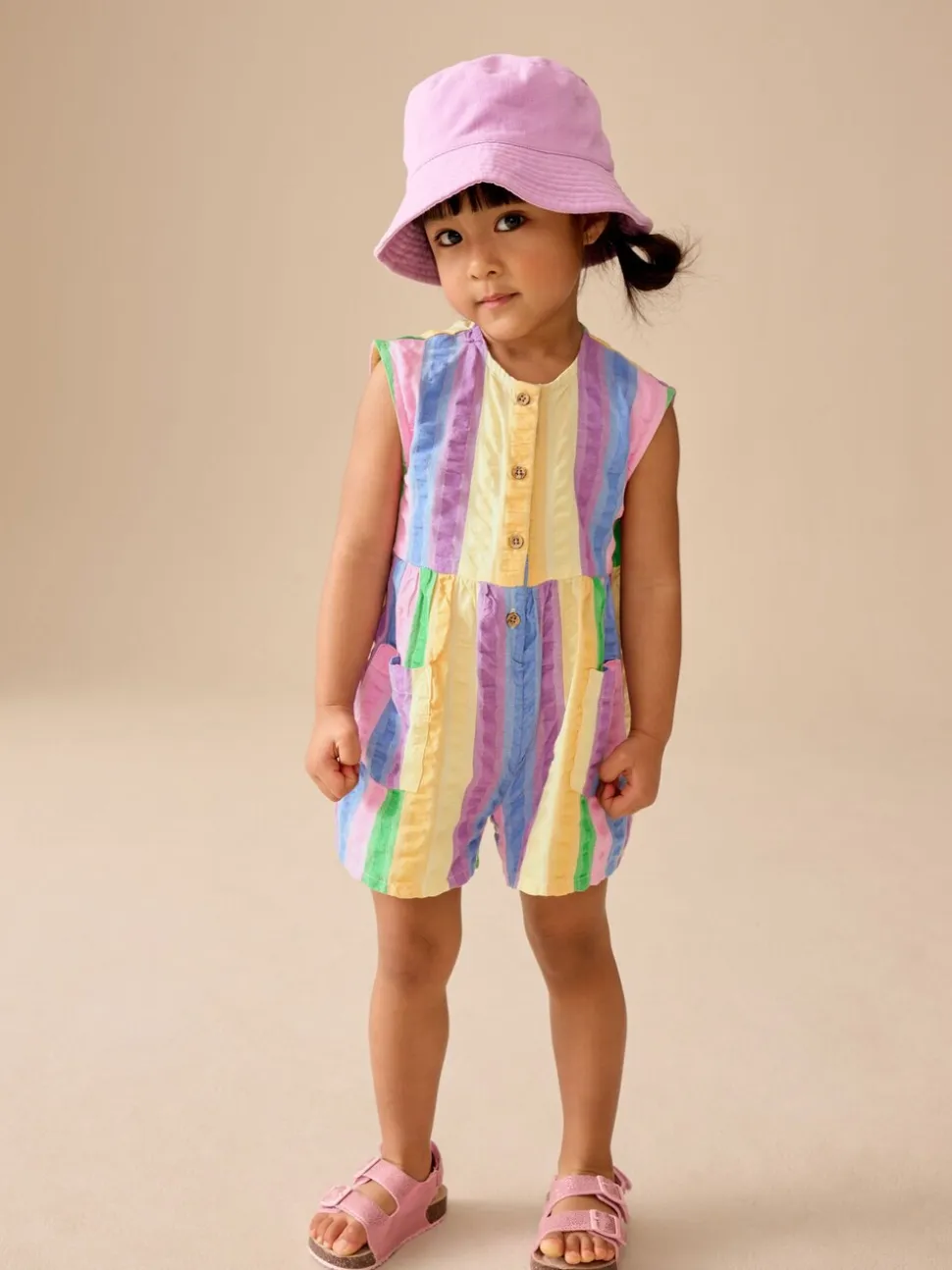 Regenboogstrepen - Sleeveless Playsuit (3mths-7yrs)