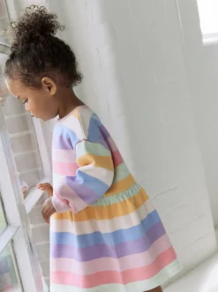 Regenboogstrepen - Sweaterjurk (3 mnd-7 jr)
