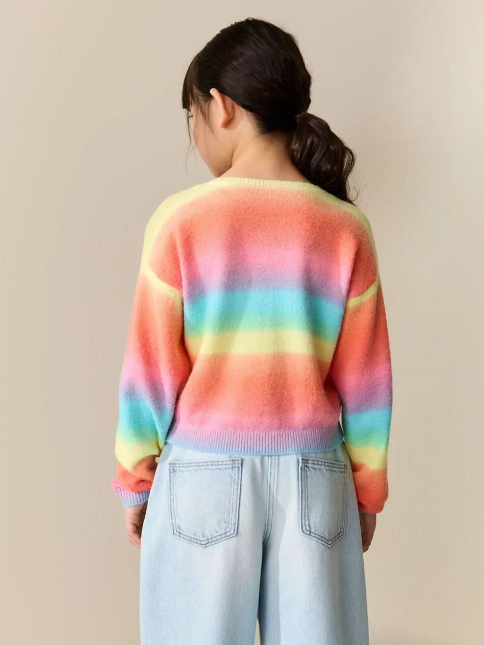 Regenboogstrepen - Vest met knopen (3-16jr)