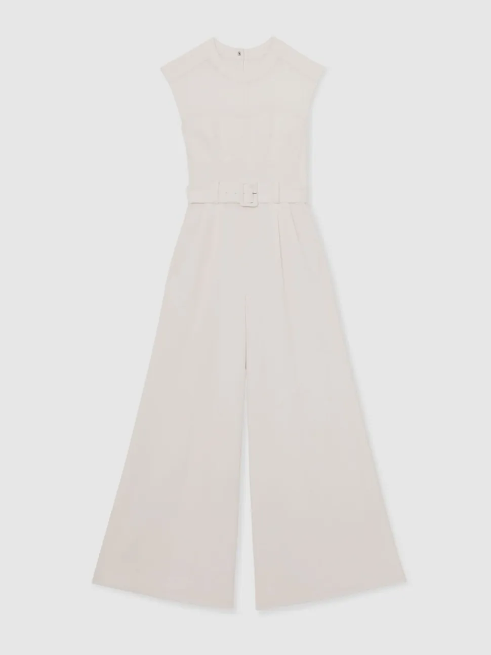 Reiss Alba Sheer-Panel Wide-Leg Belted Jumpsuit