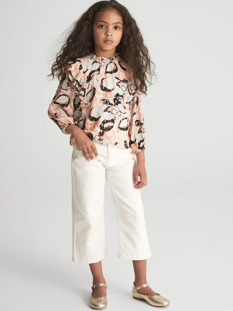 Reiss Angelica blouse met print en ruche
